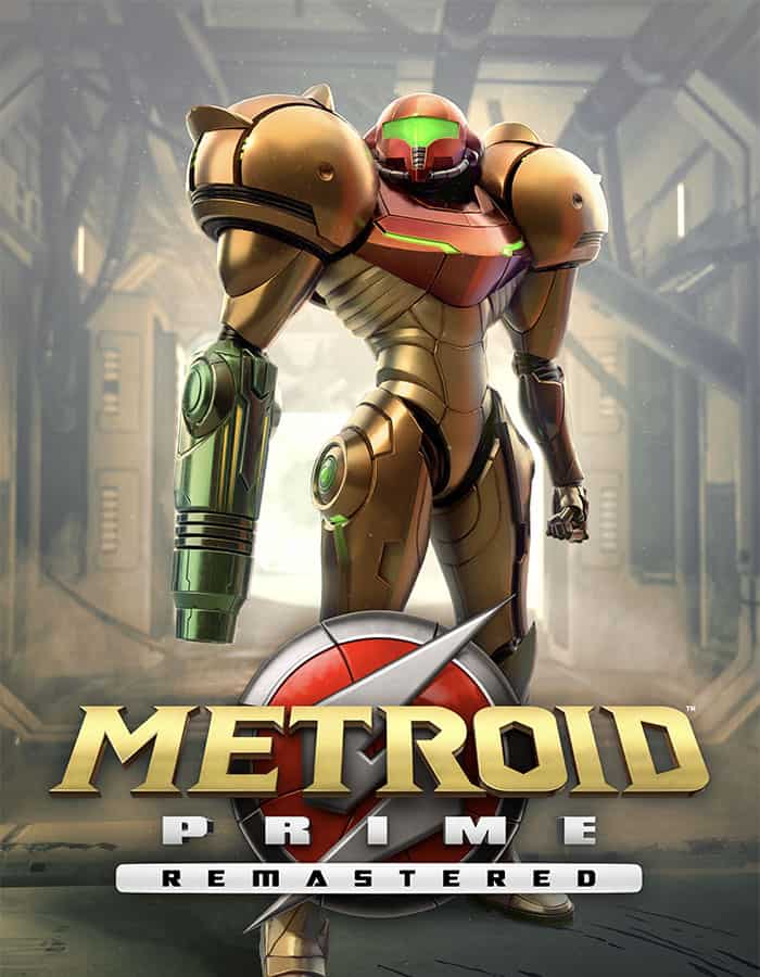 Samus Aran in Power Suit aus Metroid Prime, Sci-Fi Action.
