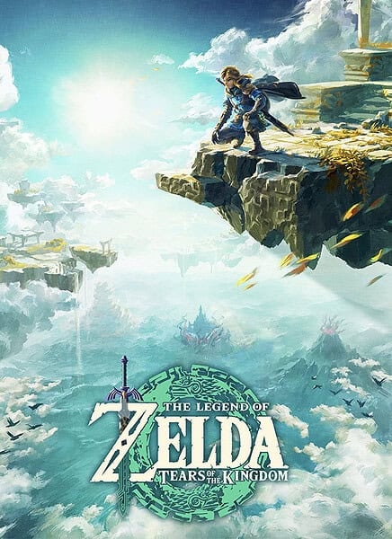 Legend of Zelda: Tears of the Kingdom - Spielszene mit Held auf Klippe.